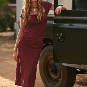 Free People Natalya Solid Midi Dress - Acai